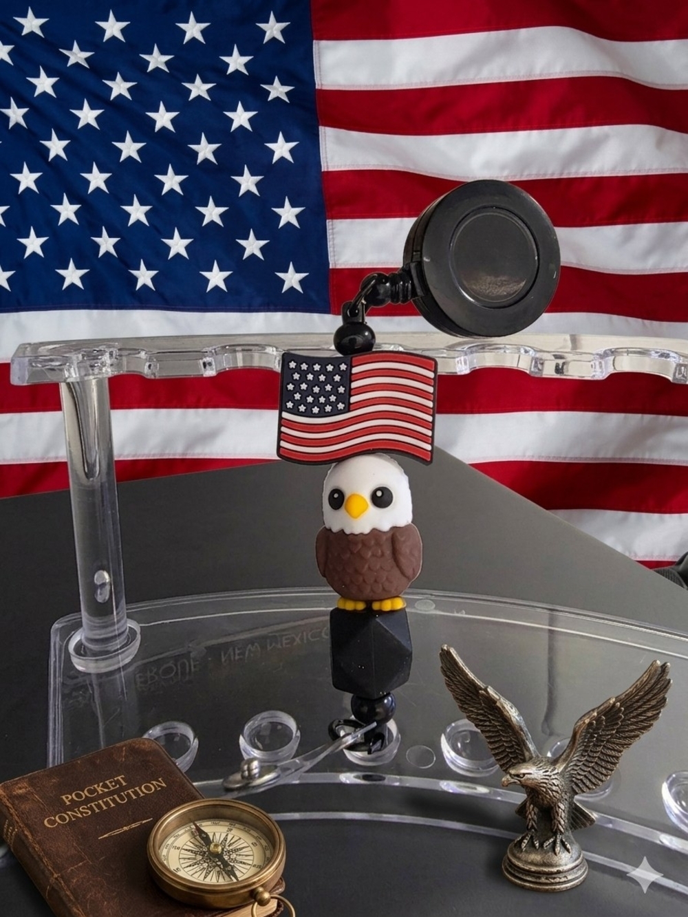 Patriotic Eagle Flag Retractable Badge Reel